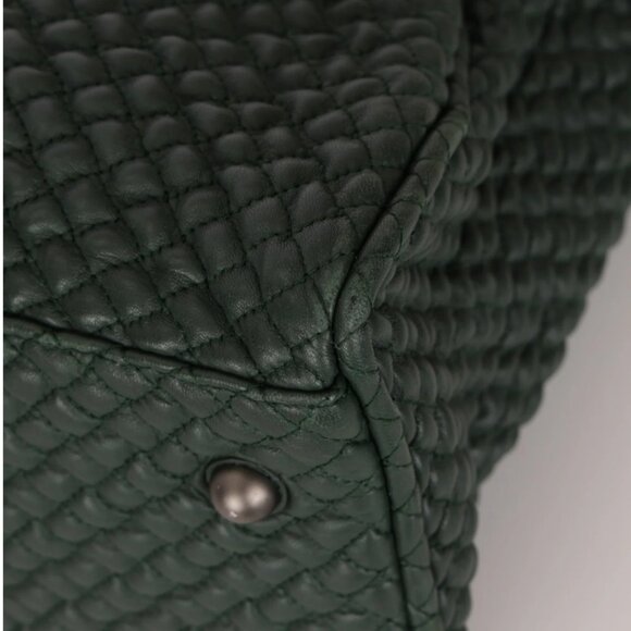 Bottega Veneta Intrecciato Green Top Handle Bag Woven Leather - Picture 7 of 15